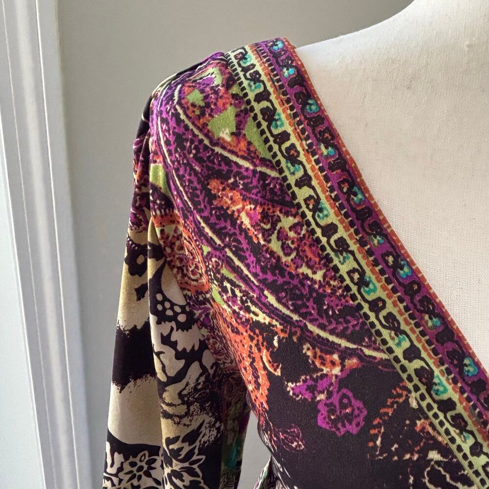 ECI New York Dress Floral V-Neck Stretchy Dress Boho Colorful Size XL - Picture 4 of 8